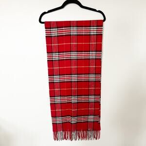 Cashmink‎ red plaid fringe soft scarf